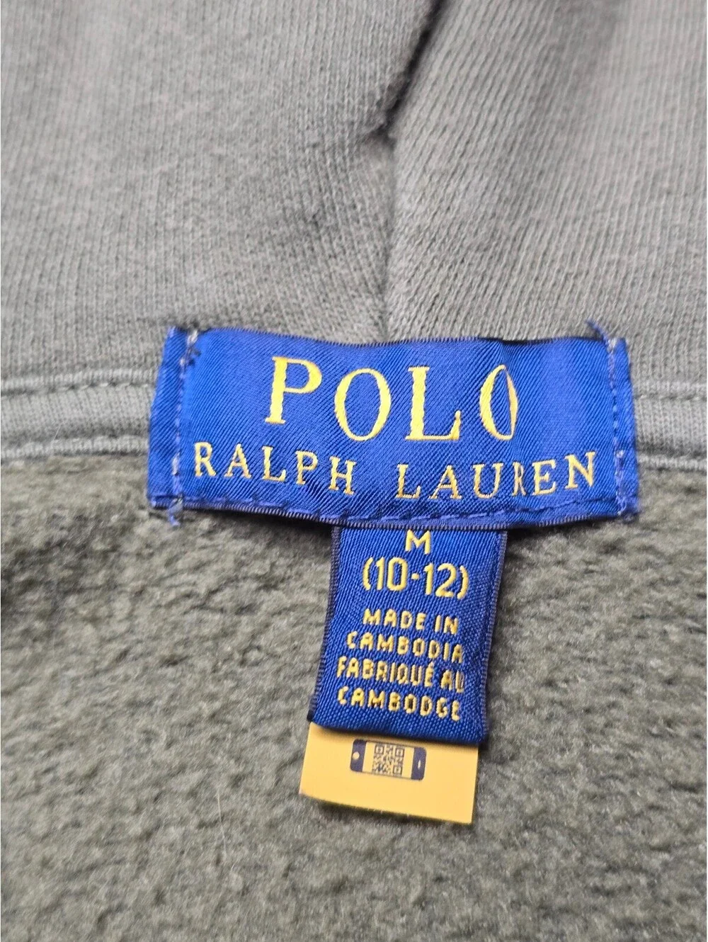 Polo Ralph Lauren Boys M 10-12 Olive Green Full Zip Hoodie Pony Logo Fleece
